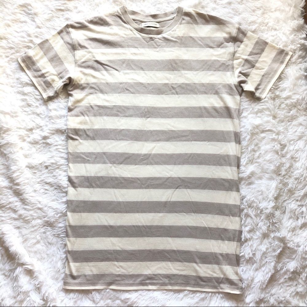 URBAN‎ OUTFITTERS STRIPE BEIGE/WHITE SHIFT DRESS XS